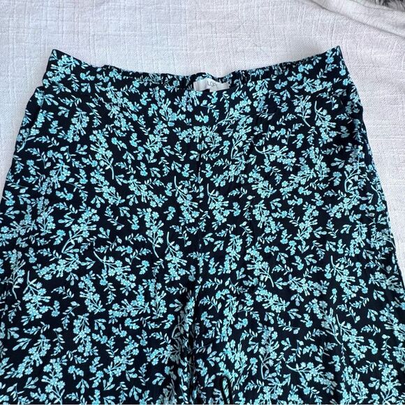 LOFT Women’s Pants Blue Floral Pockets Wide Leg Flowy SZ L - Picture 3 of 13